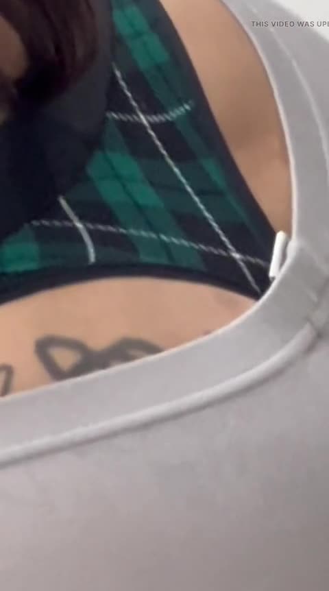 Green Plaid Thong Showing at the Grocery Store