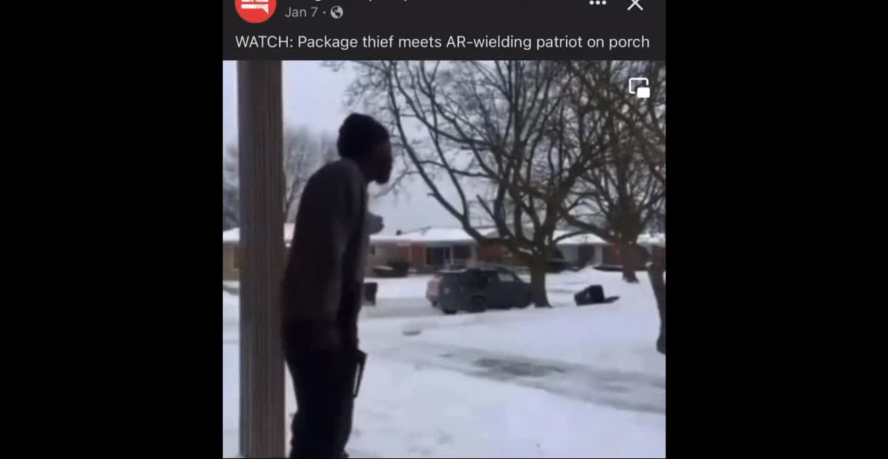 GUN WEILDING PATRIOT PUTS PACKAGE THIEF ON NOTICE