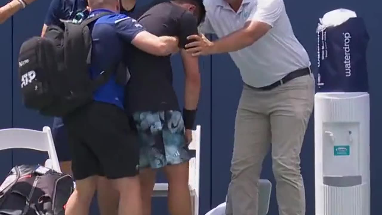 Tennis star Yibing Wu collapses during match again just weeks after horror Wimbledon scare