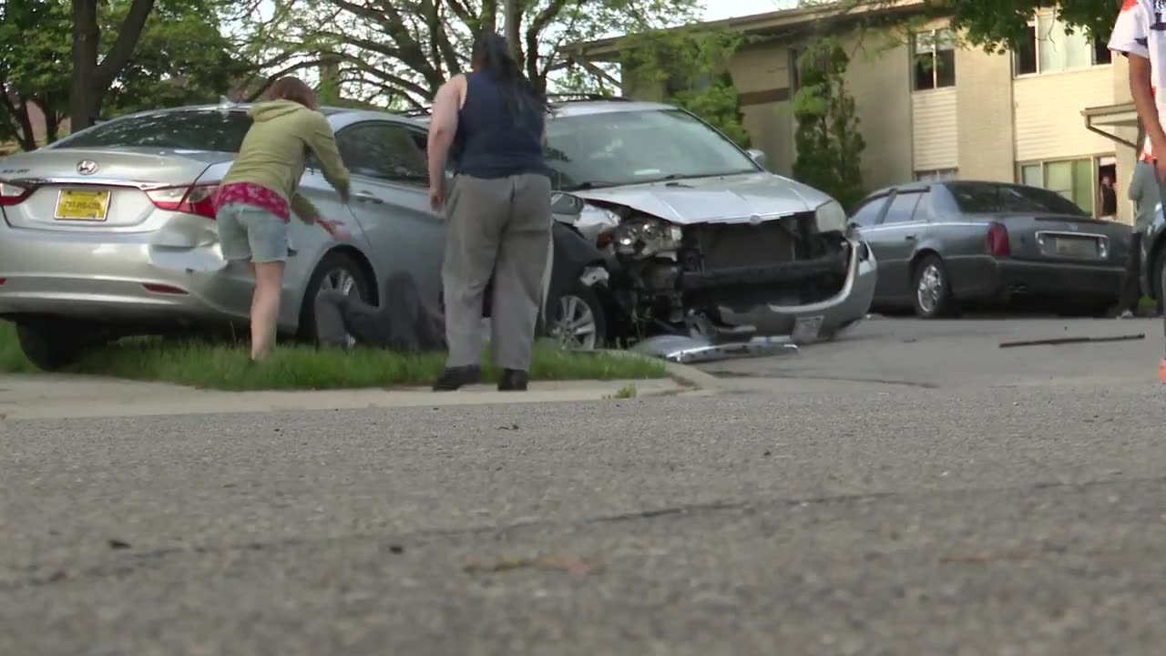 Car Crash During News Interview