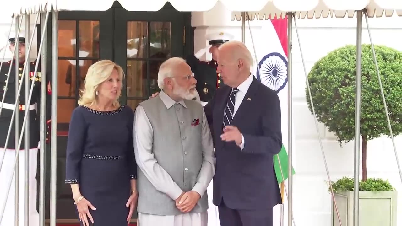 PM Modi at the White House welcomed by the US President Biden and the First Lady warmly.