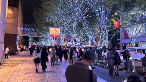 Roppongi Hills Christmas Lights 2024 | Roppongi Tokyo night walk 🎄🇯🇵