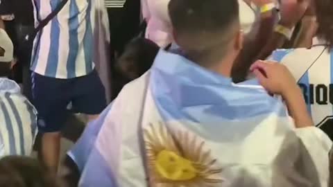 Argentina fans in Doha celebrate 3-0 victory over Croatia