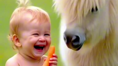 Baby laugh with cute animals