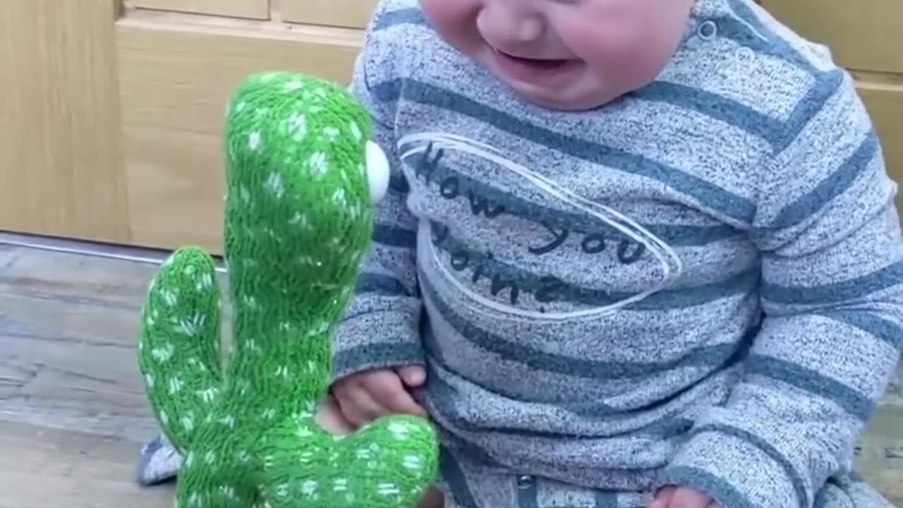 Cute Babies Playing with Dancing Cactus Very Fuuny Video