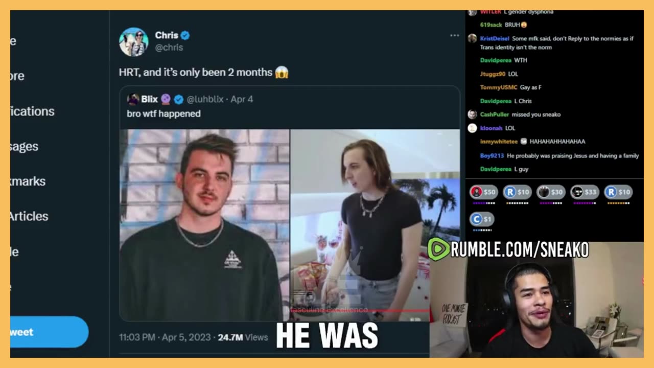 SNEAKO REACTION ON "Chris" From MrBeast Becoming a Trans woman