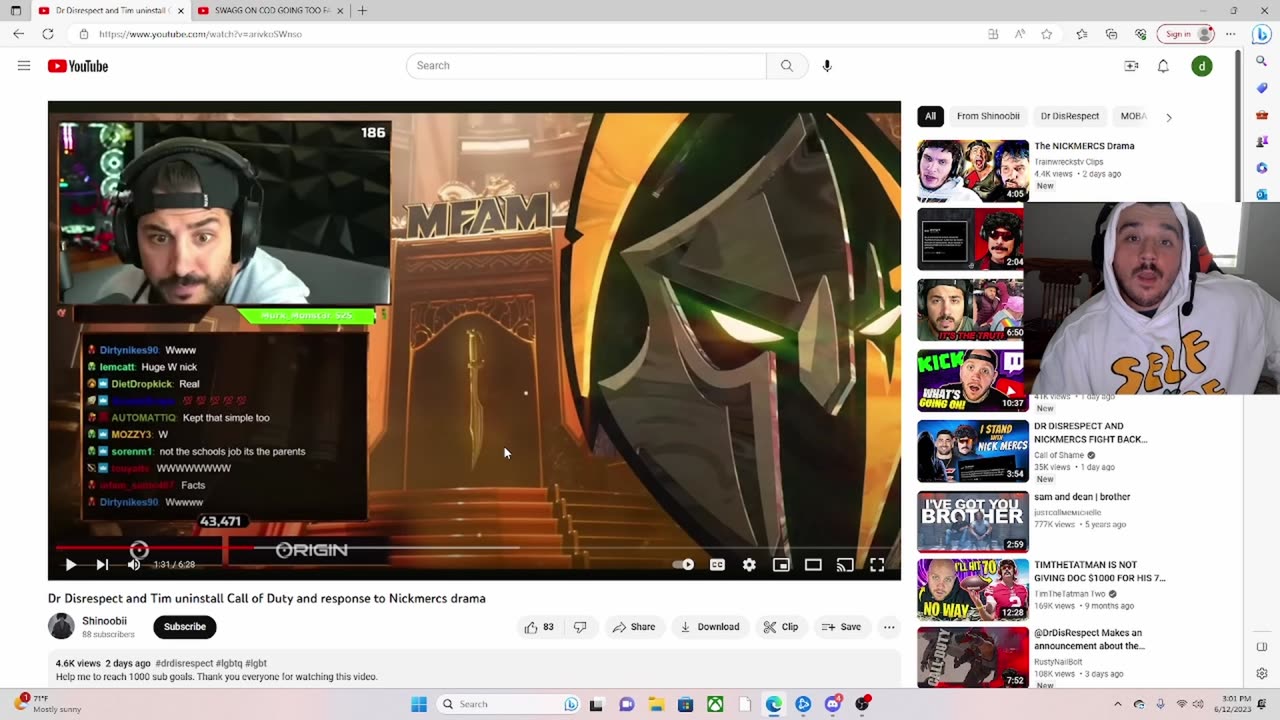 Nickmercs drama reaction Ft IRON