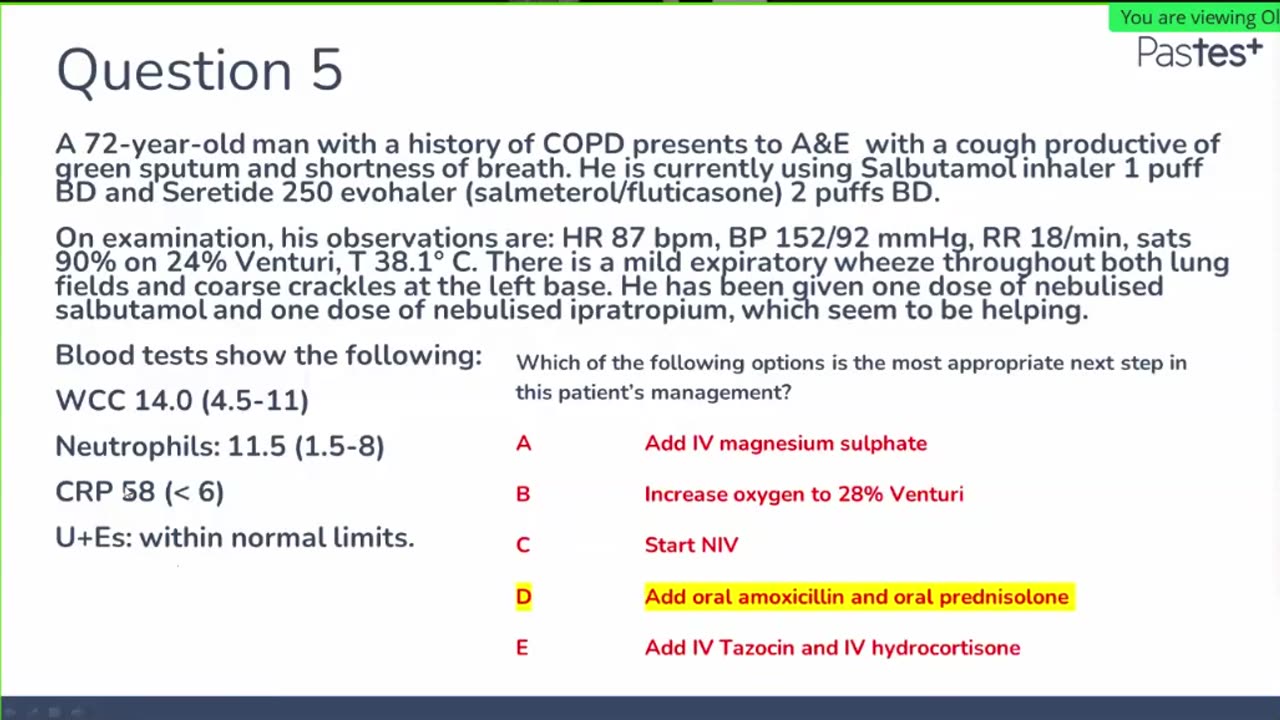 Respiratory Medicine SBAs Pastest