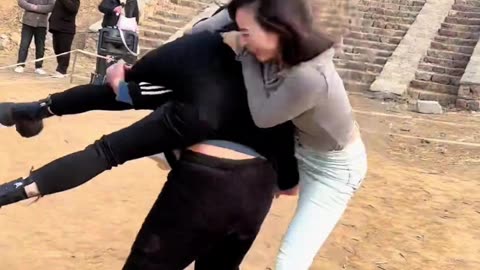 Funny fighting girl's