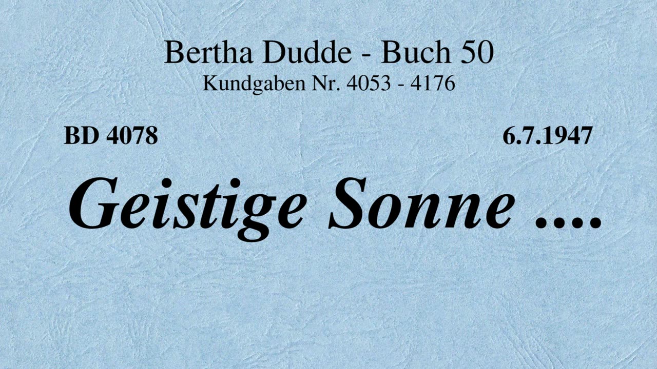 BD 4078 - GEISTIGE SONNE ....