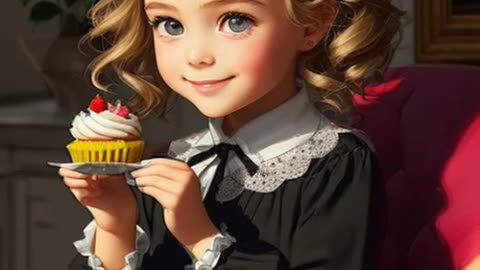 A little girl with a cupcake.