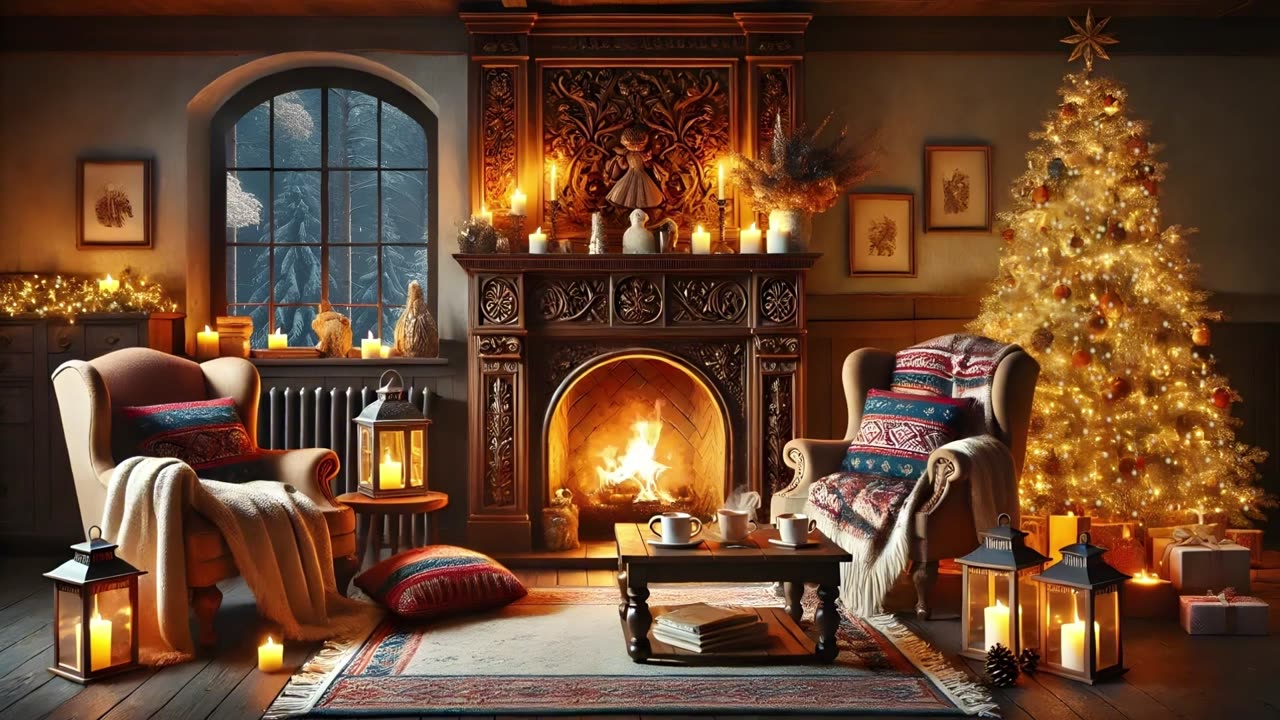 🎄 ❄️ 🎅🏻 Christmas Magic in a Cozy Cabin 🎄✨ Relaxing Fireplace & Piano Sounds for Winter Evenings