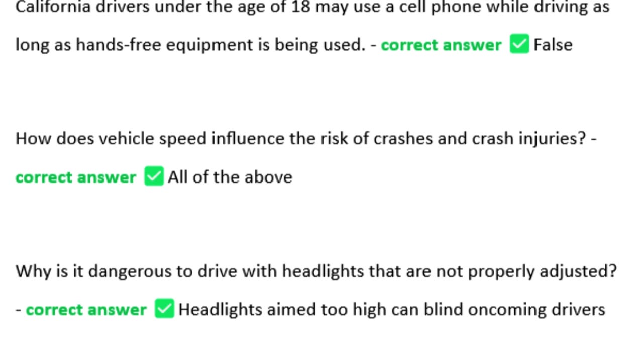 Traffic School Online Final Exam 25 Question and Answers (Verified Solutions) -