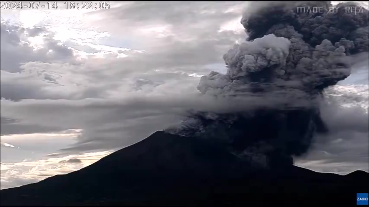 Eruption Of The Sakurajima Volcano, Japan | July 14, 2024
