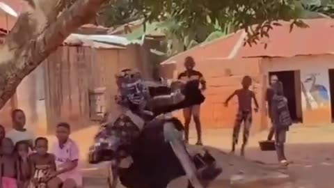 Afro spiritual dancer defying the laws of physics.