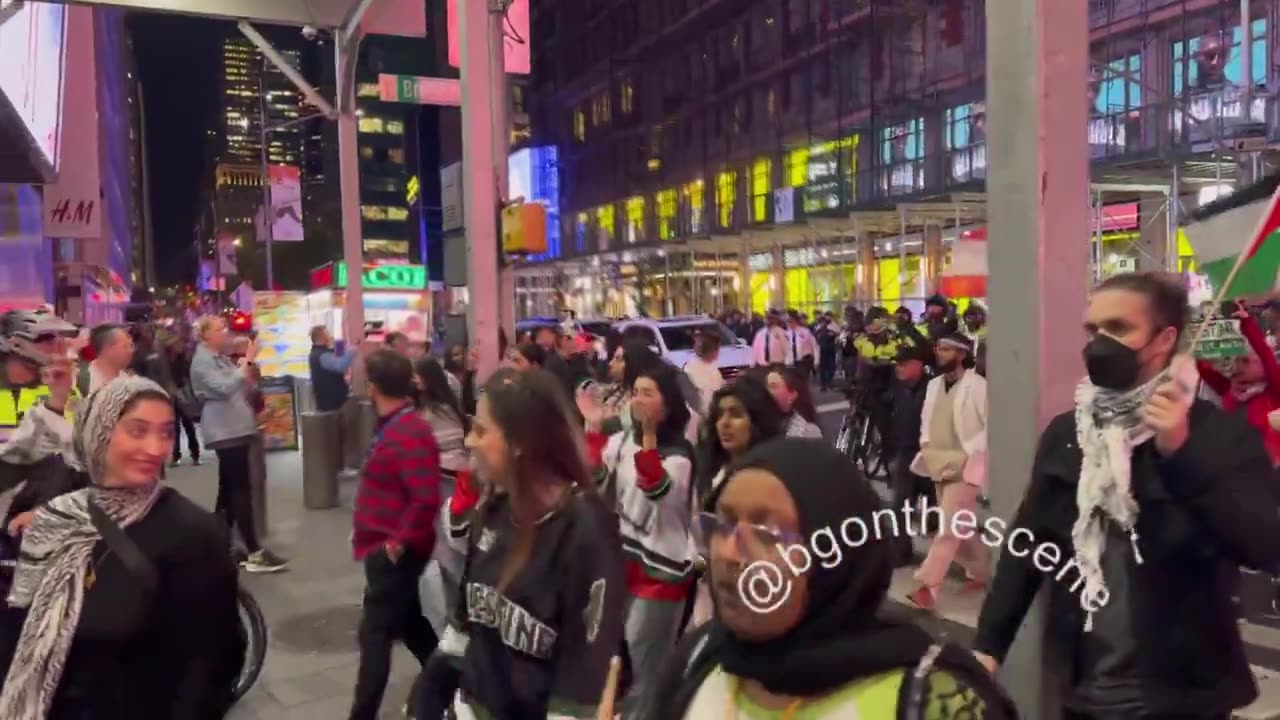 Protesters march towards Times Square in New York