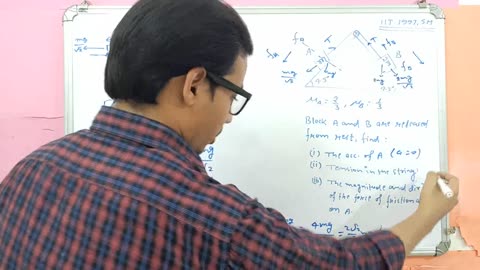 Two blocks of different mass placed over two inclined surface.