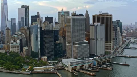 New York City with aerial view