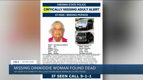 Missing 101-year-old Dinwiddie woman found dead in field, Crime Insider sources say