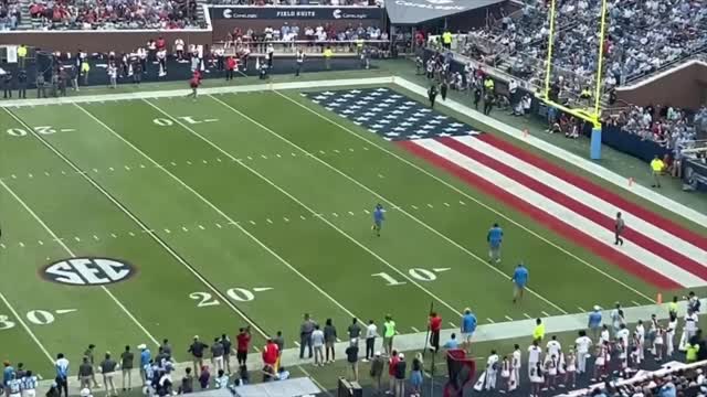 Ole Miss fan runs onto the field and gets DESTROYED by security