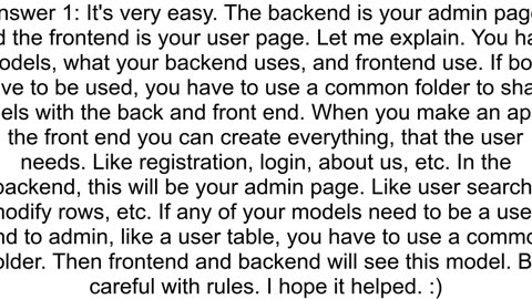 Yii2 advanced when to use the frontend folder and when the backend folder