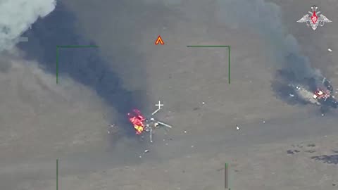 Footage of the destruction of 2 Ukrainian Mi-8 helicopters stationed on the ground