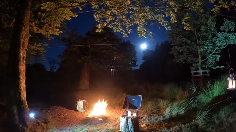Night campfire vlog. Nightlapse