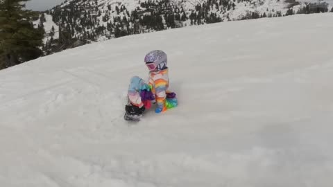 Professional 6 year old girl snowboarder