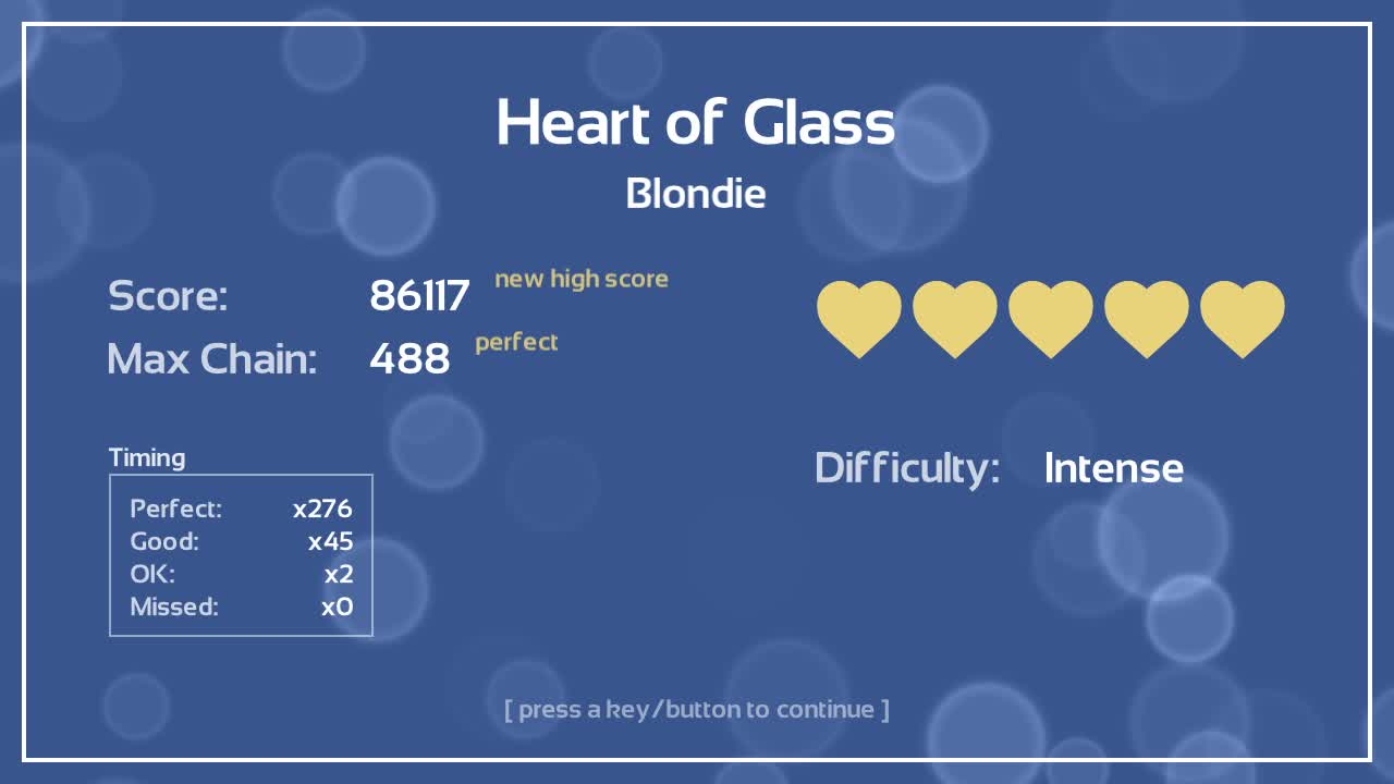 Melody's Escape to, "Heart of Glass", by Blondie.