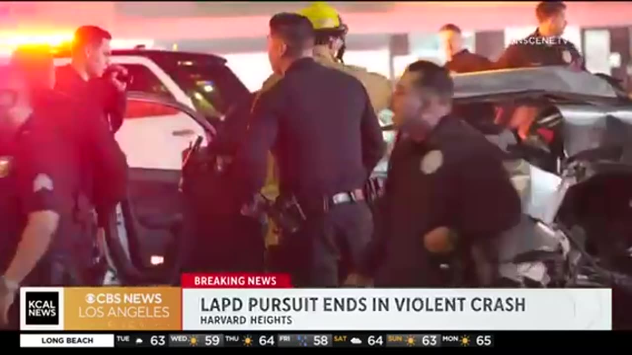 PURSUIT ENDS IN HORRIBLE CRASH CAUSING MULTIPLE INJURIES IN LOS ANGELES