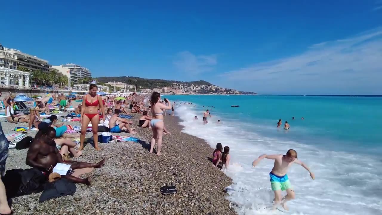 Nice,Beach Walk French Riviera [France 4K Ultra HD]