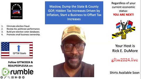 Maslow, Dump State and Local GOP Orgs, The Inflation Tax Increase, Start A Business