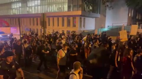 Chants of “every city, every town, burn the precinct to the ground” as Antifa clowns march