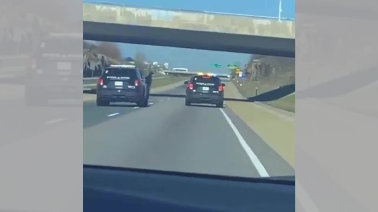Man rollerblades down Hamilton highway flipping off the police.