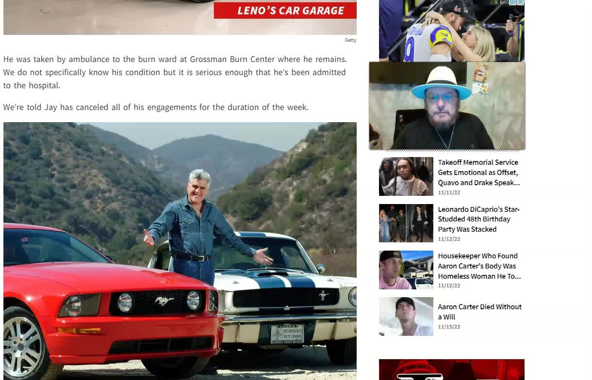 Jay Leno Seriously Burned In Car fire