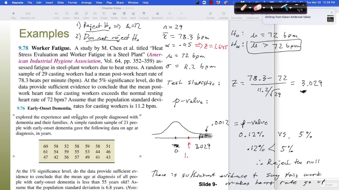 STP 226 Tu Mar 29: z & t Hypothesis Testing