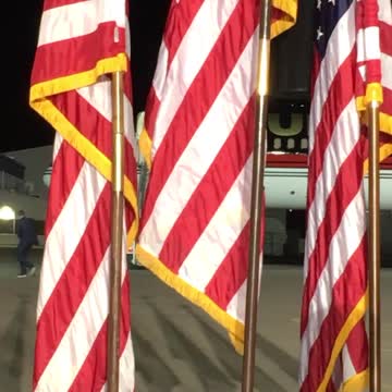Donald J. Trump getting off the plane in Dayton