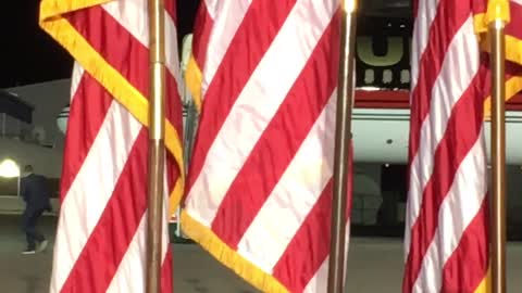 Donald J. Trump getting off the plane in Dayton