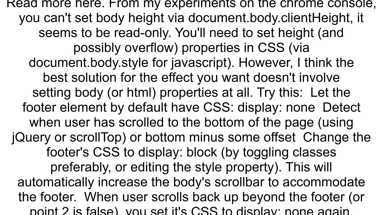 How to set body height with JavaScript