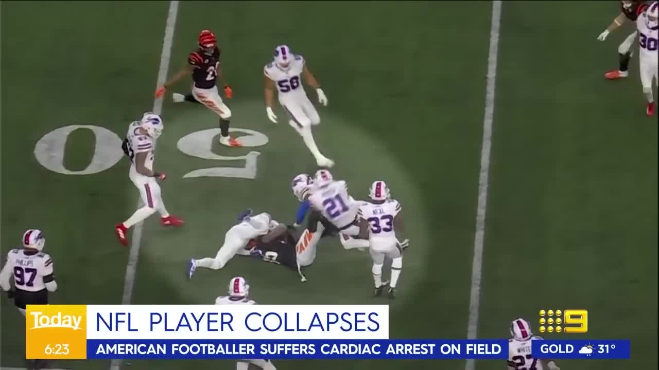 NFL star Damar Hamlin ‘critical’ after frightening on-field collapse | 9 News Australia