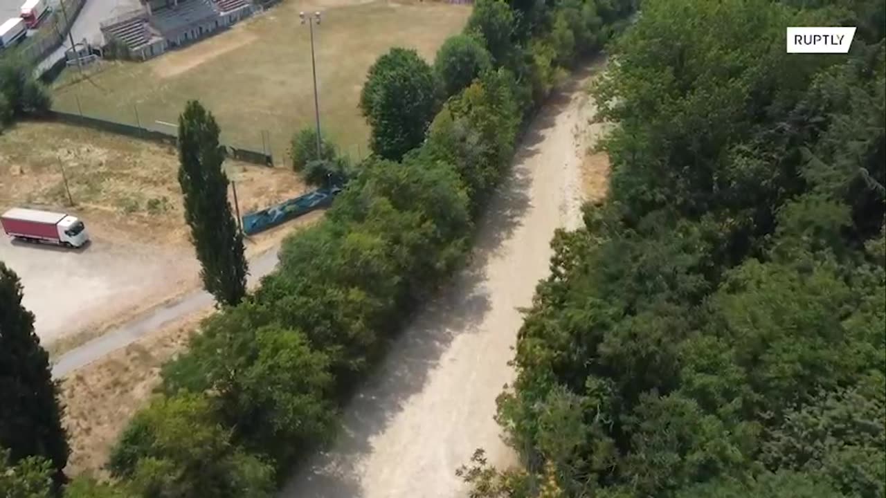 Po River in Italy faces its worst drought in 70 years as seen in drone footage filmed near Turin