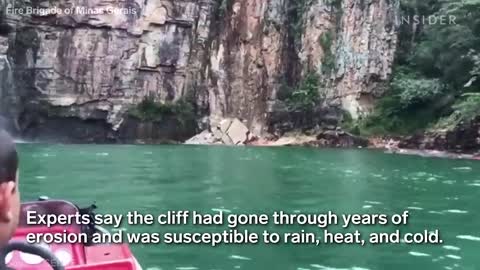 Horrifying Scene As Cliff Collapses On Tourists In Brazil