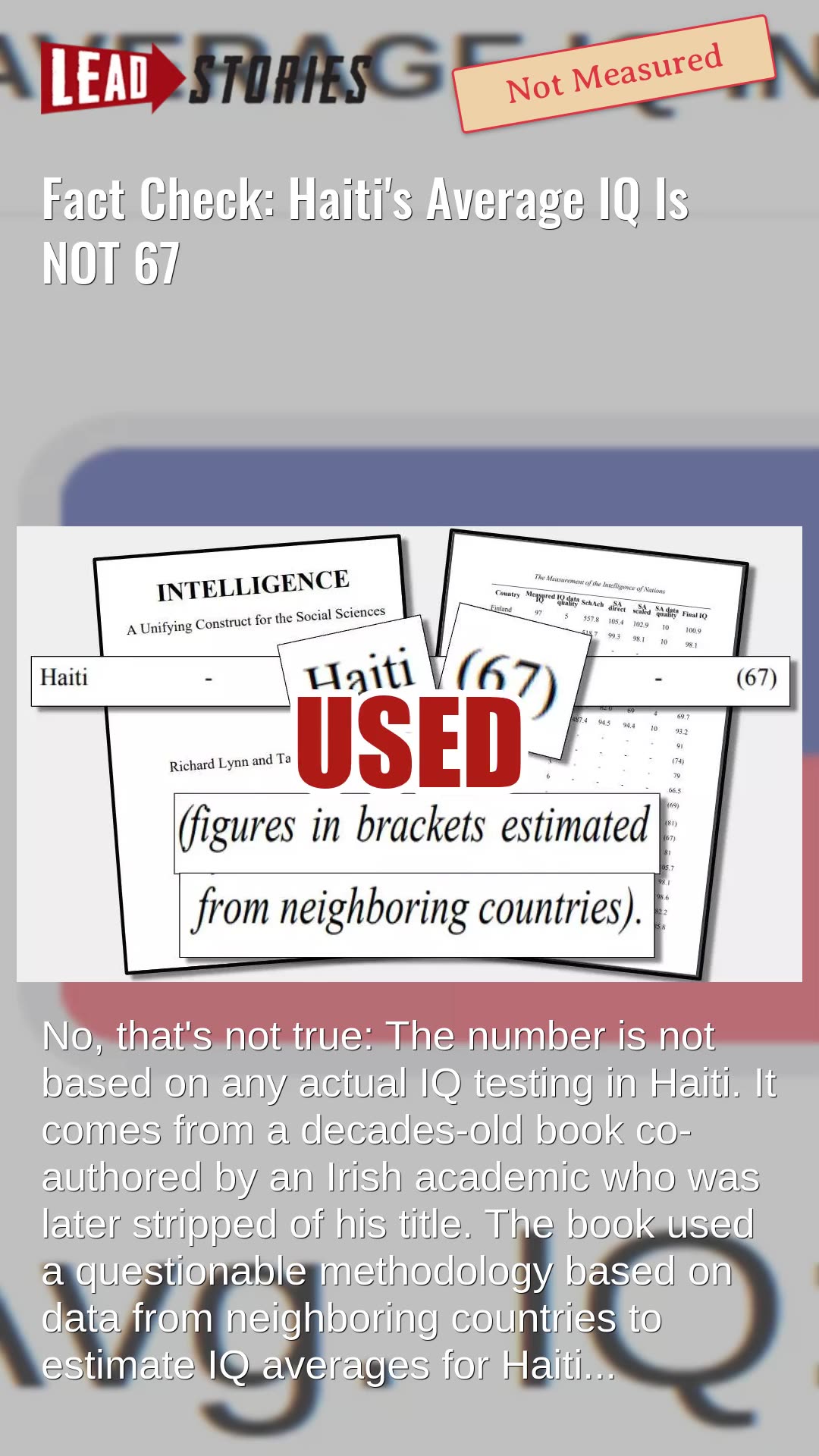 Fact Check: Haiti's Average IQ Is NOT 67