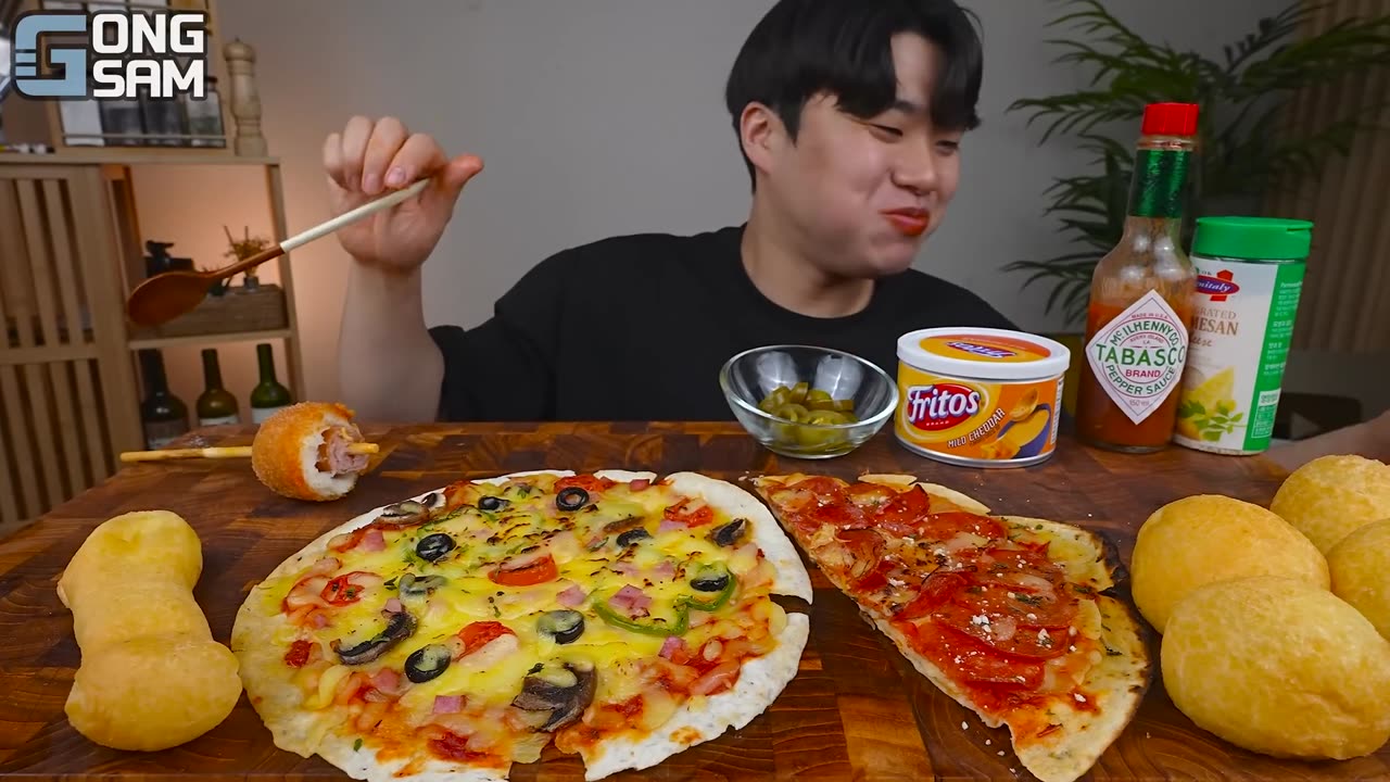 ASMR MUKBANG | Fire noodle, Pepperoni Pizza, cheese stick, hot dog korean eating sound !