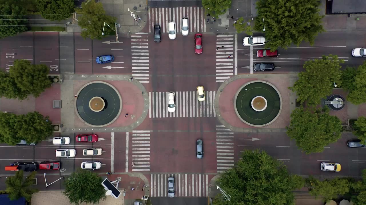 City busy traffic intersection,