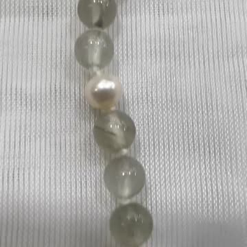 Rutilated Quartz and Freshwater Pearl Jewelry Set (Necklace + Earrings) Rare.