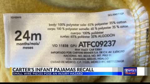 Carter's infant pajamas recalled over injury hazard