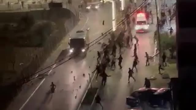 ISRAEL - Palestinians attack Israeli military vehicles