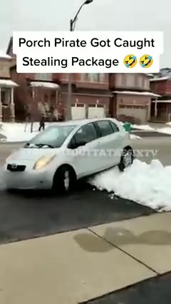 Theif caught in the act.delivery driver who also takes things for himself