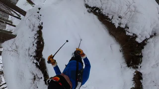 A walk in the snow in snow shows in the Alps